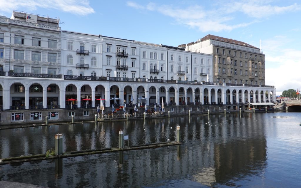 View of the Alsterfleet, looking northeast from Schleusenbrücke, Hamburg, Germany